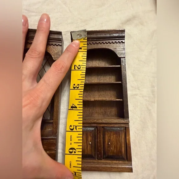 2 Dollhouse Miniature Wood Bookcase Shelving Cabinet Brown - Picture 2 of 3